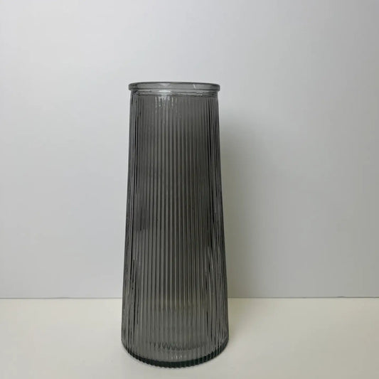 Ribbed Vase - Smokey Grey