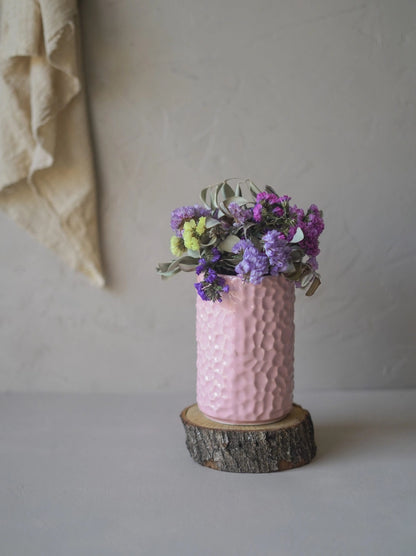 Handmade Faceted Vase - Pink