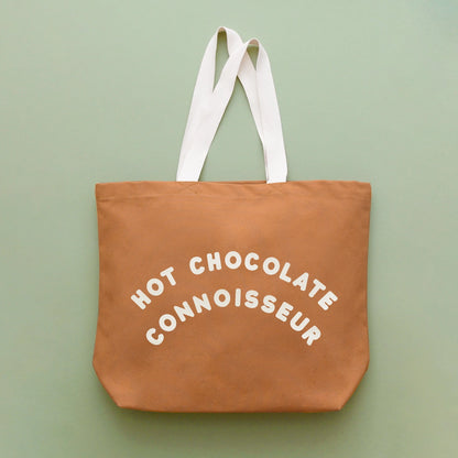 Hot Chocolate Connoisseur Canvas Tote Bag - Tan