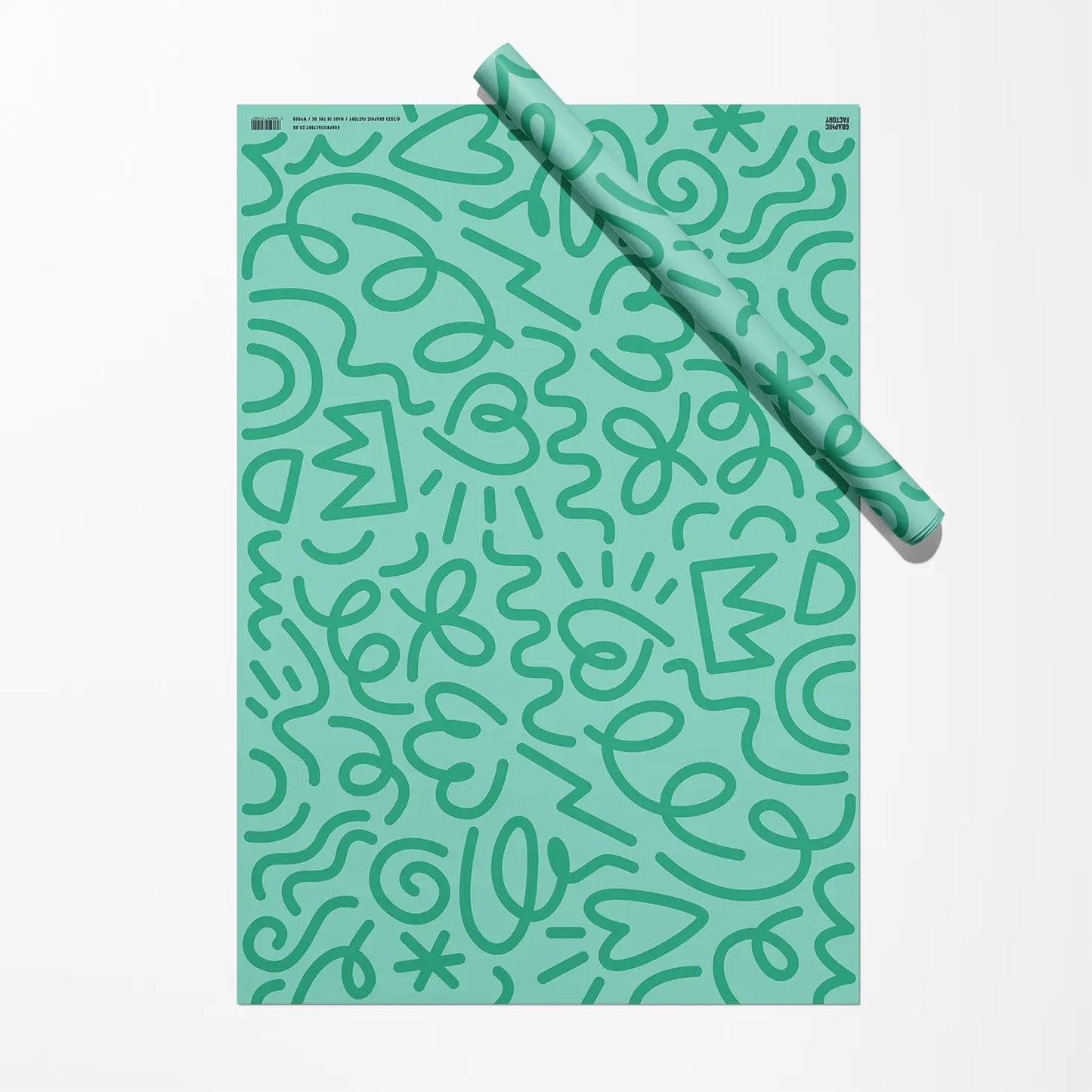 Doodle Gift Wrap Sheet- Green