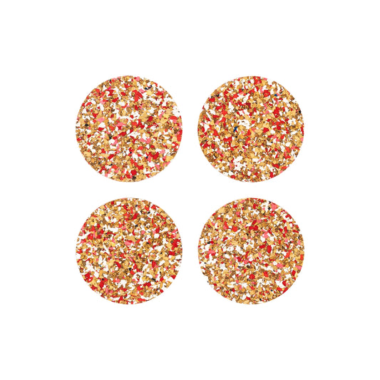 Round Cork Coasters - Speckled Red - Set of 4