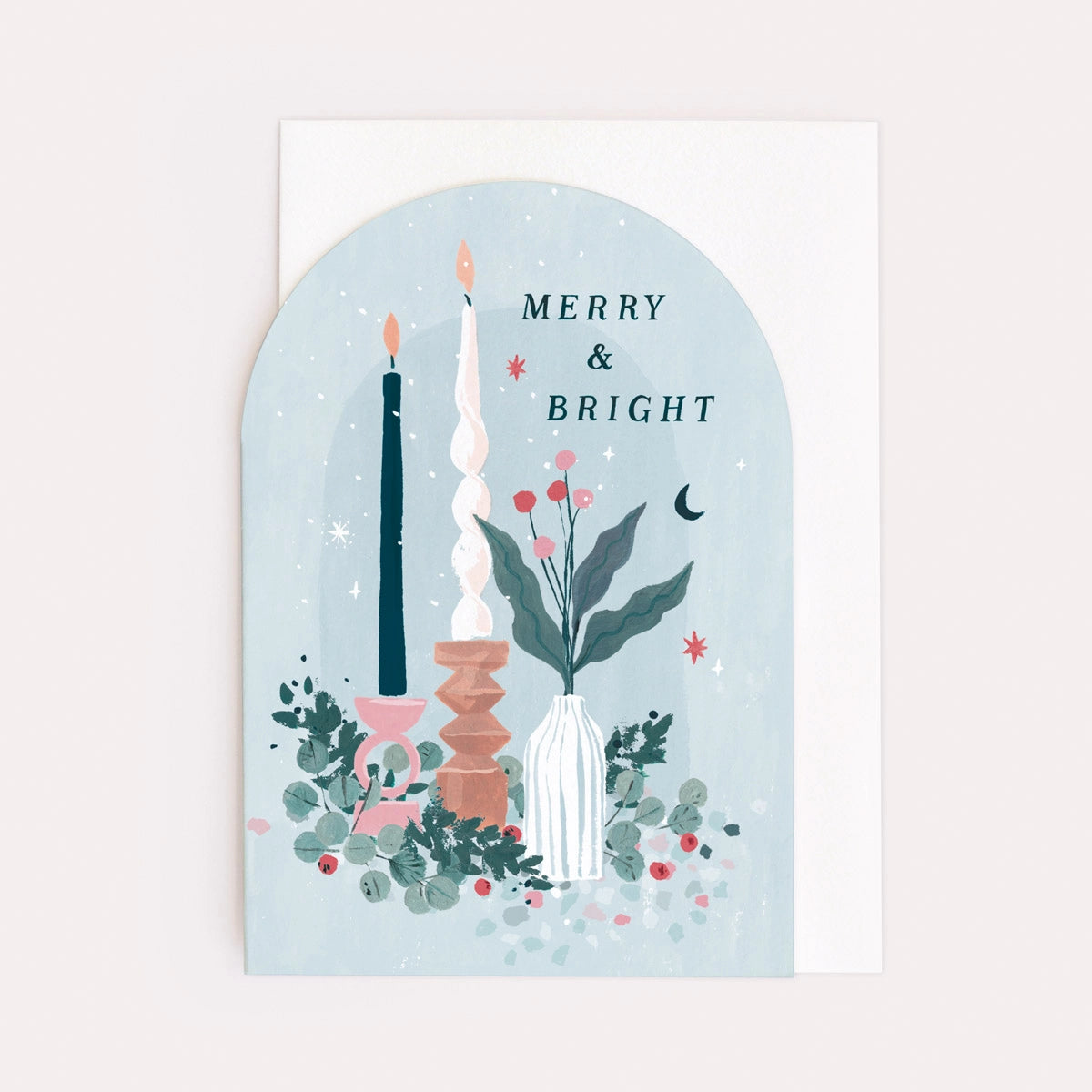 Merry and Bright Candles Curved Card