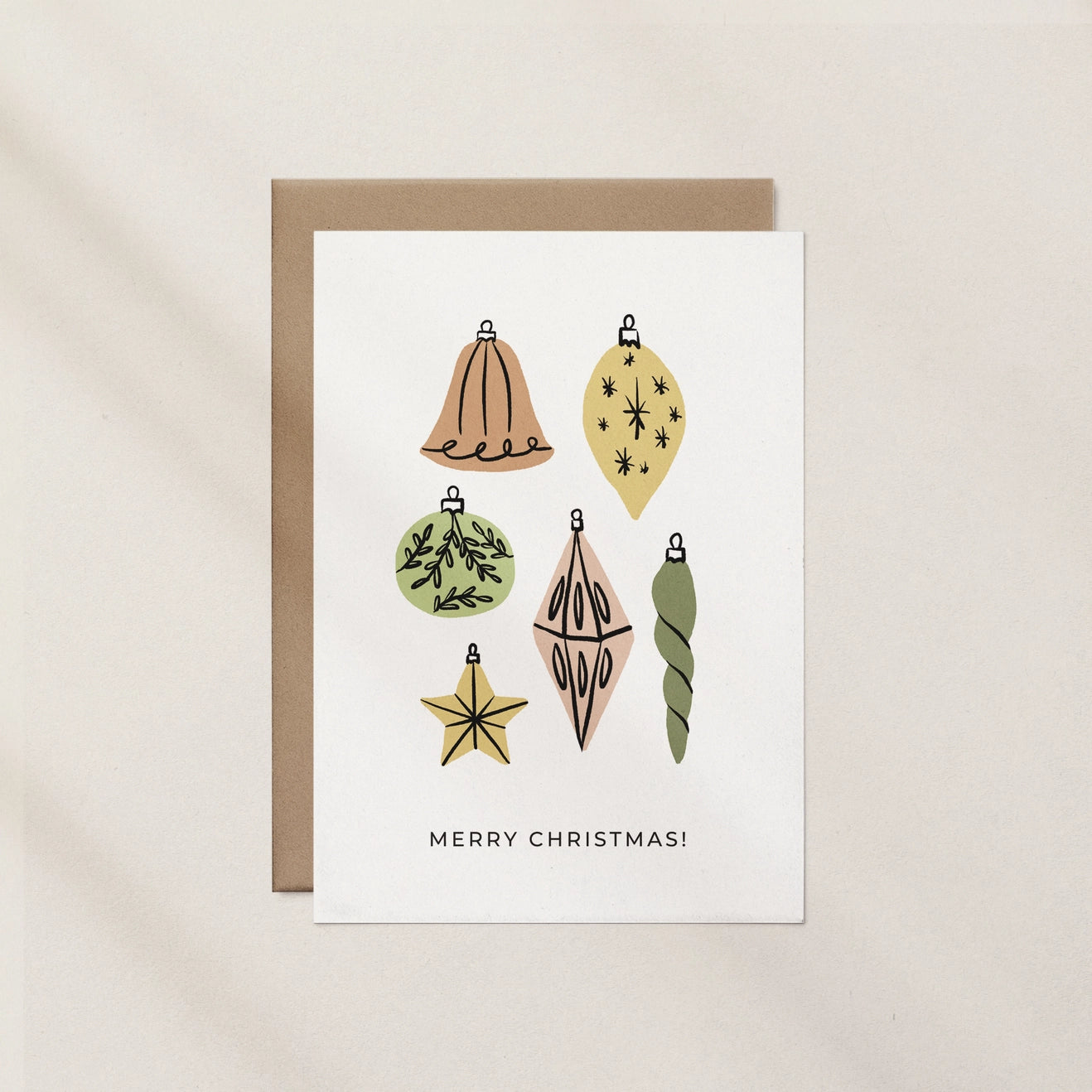 Merry Christmas Sketch Baubles Card