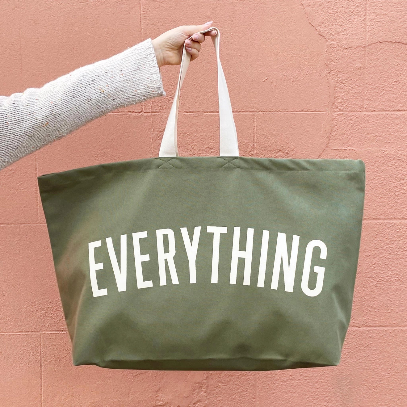 Everything Really Big Canvas Tote Bag - Olive Green