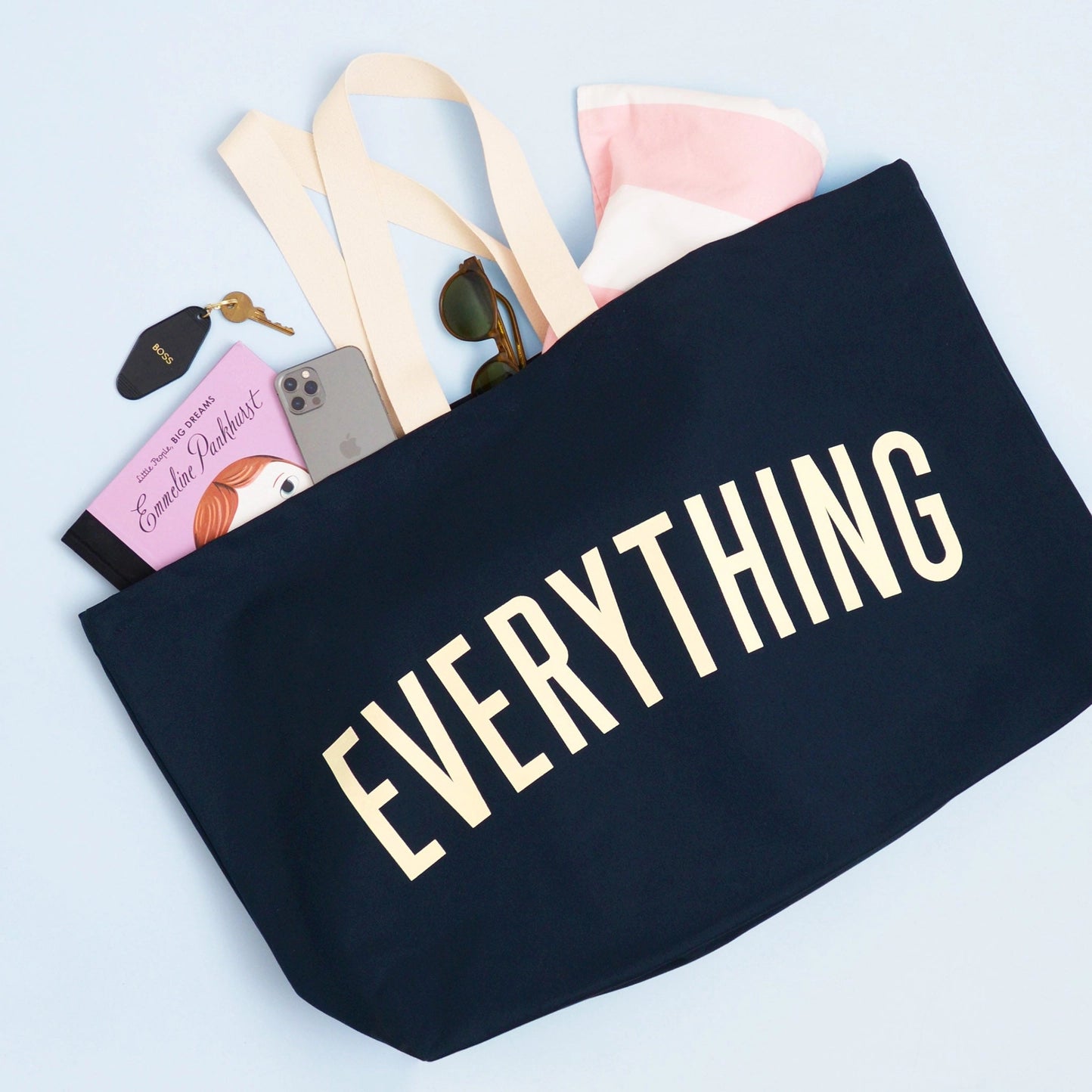 Everything Really Big Canvas Tote Bag - Midnight Blue