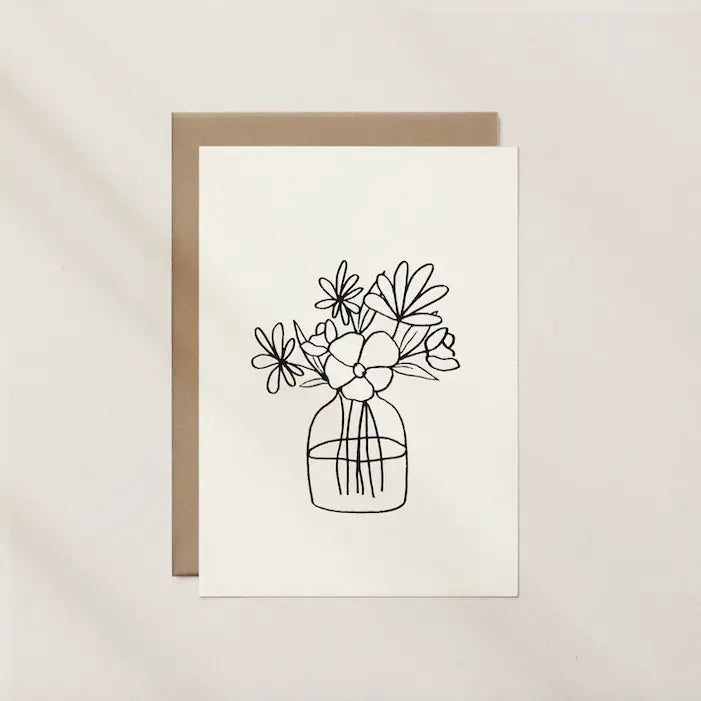 Bouquet in a Vase Sketch Greeting Card