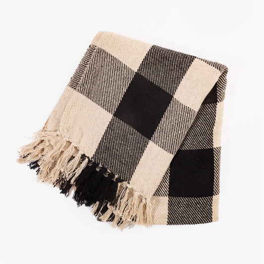 Gingham Blanket Throw - Black Checkerboard