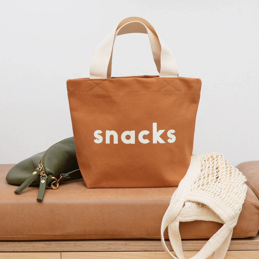 Small Snacks Canvas Tote Bag - Tan