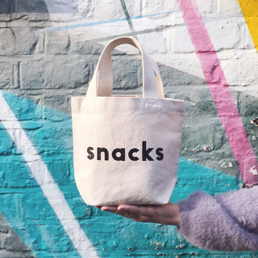 Small Snacks Canvas Tote Bag - Natural