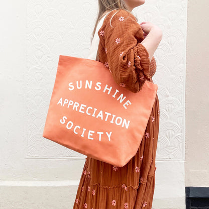Sunshine Appreciation Society Canvas Tote Bag - Peach