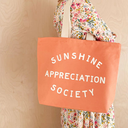 Sunshine Appreciation Society Canvas Tote Bag - Peach
