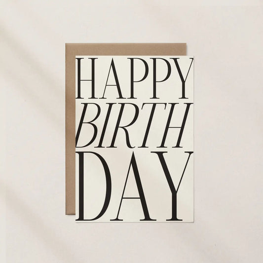 Happy Birthday Typography Card - Black and White
