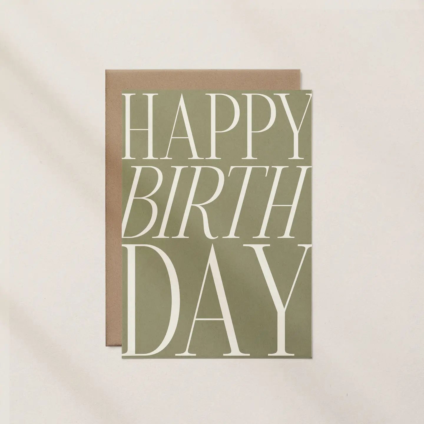 Happy Birthday Typography Card - Green and White