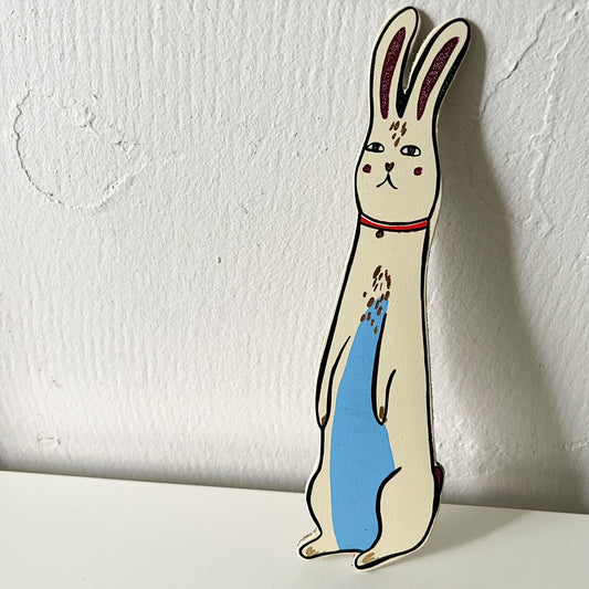 Leather Bunny Bookmark - Cream