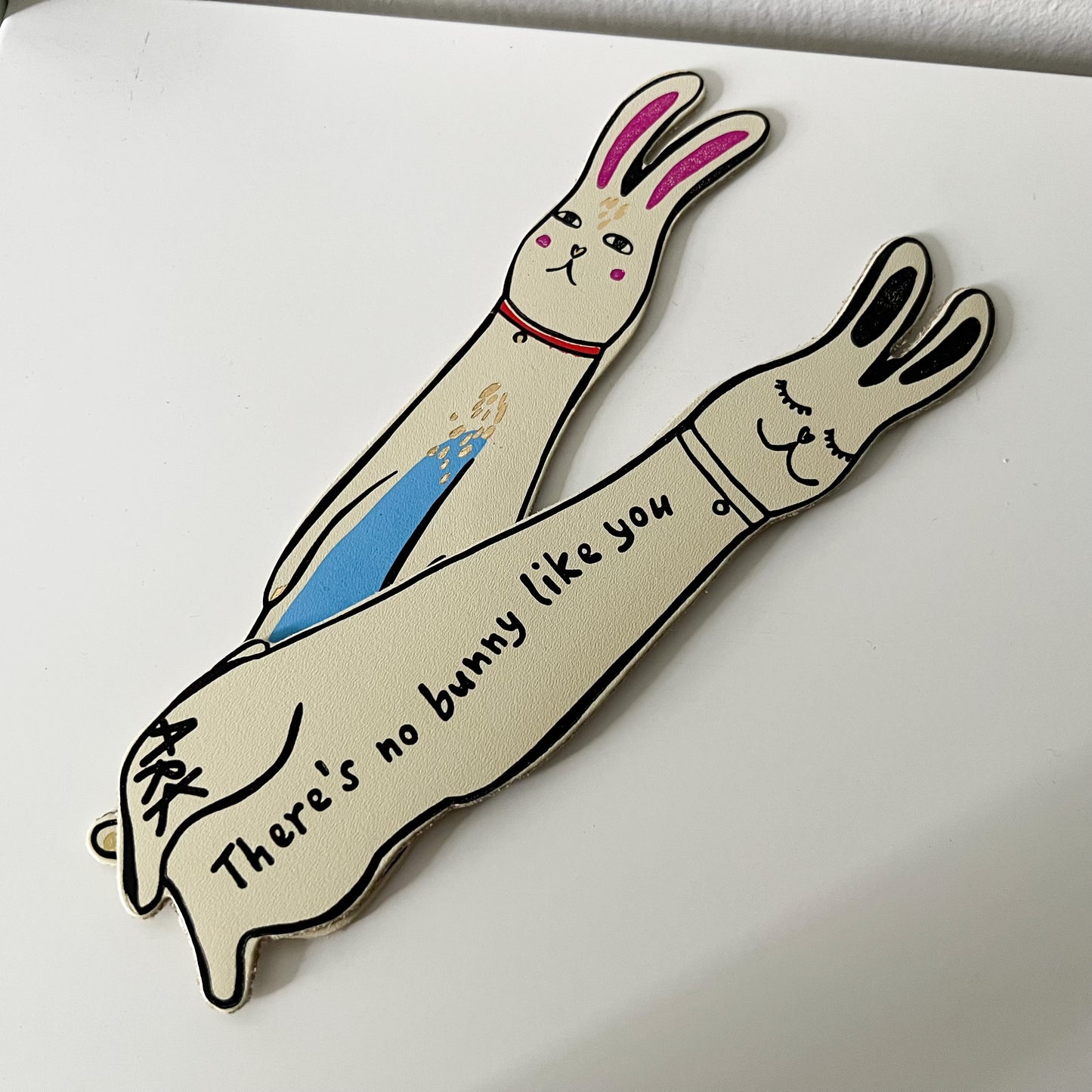 Leather Bunny Bookmark - Cream