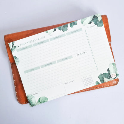 A4 Weekly Planner Pad with Habit Tracker - Tropical Greenery
