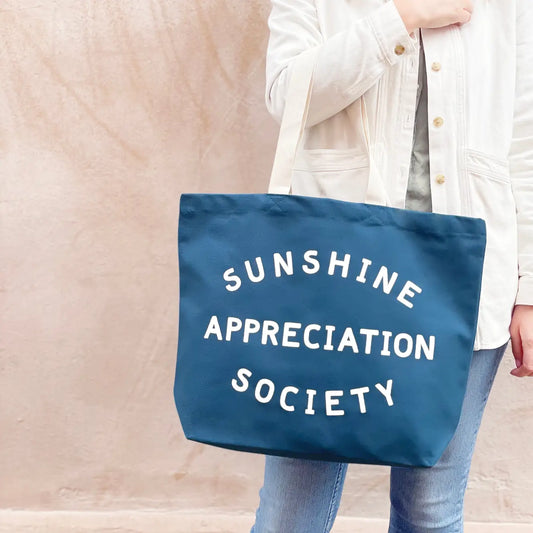 Sunshine Appreciation Society Canvas Tote Bag - Ocean Blue