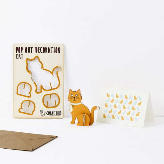 Pop Out Greeting Card - Ginger Cat