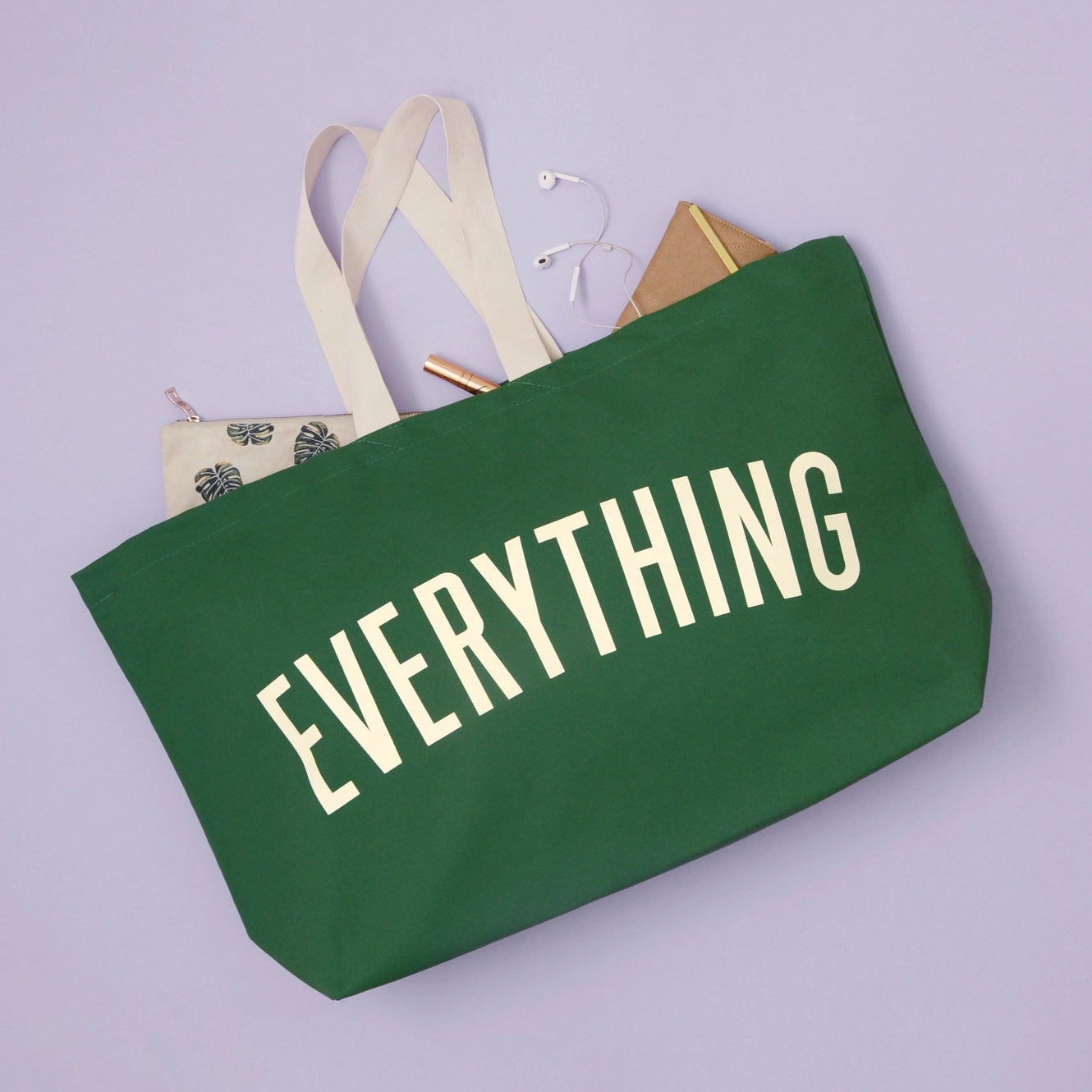 Everything Really Big Canvas Tote Bag - Forest Green