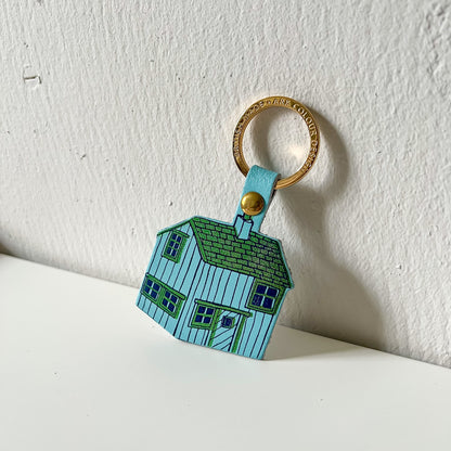 Leather Cabin Keyring - Turquoise