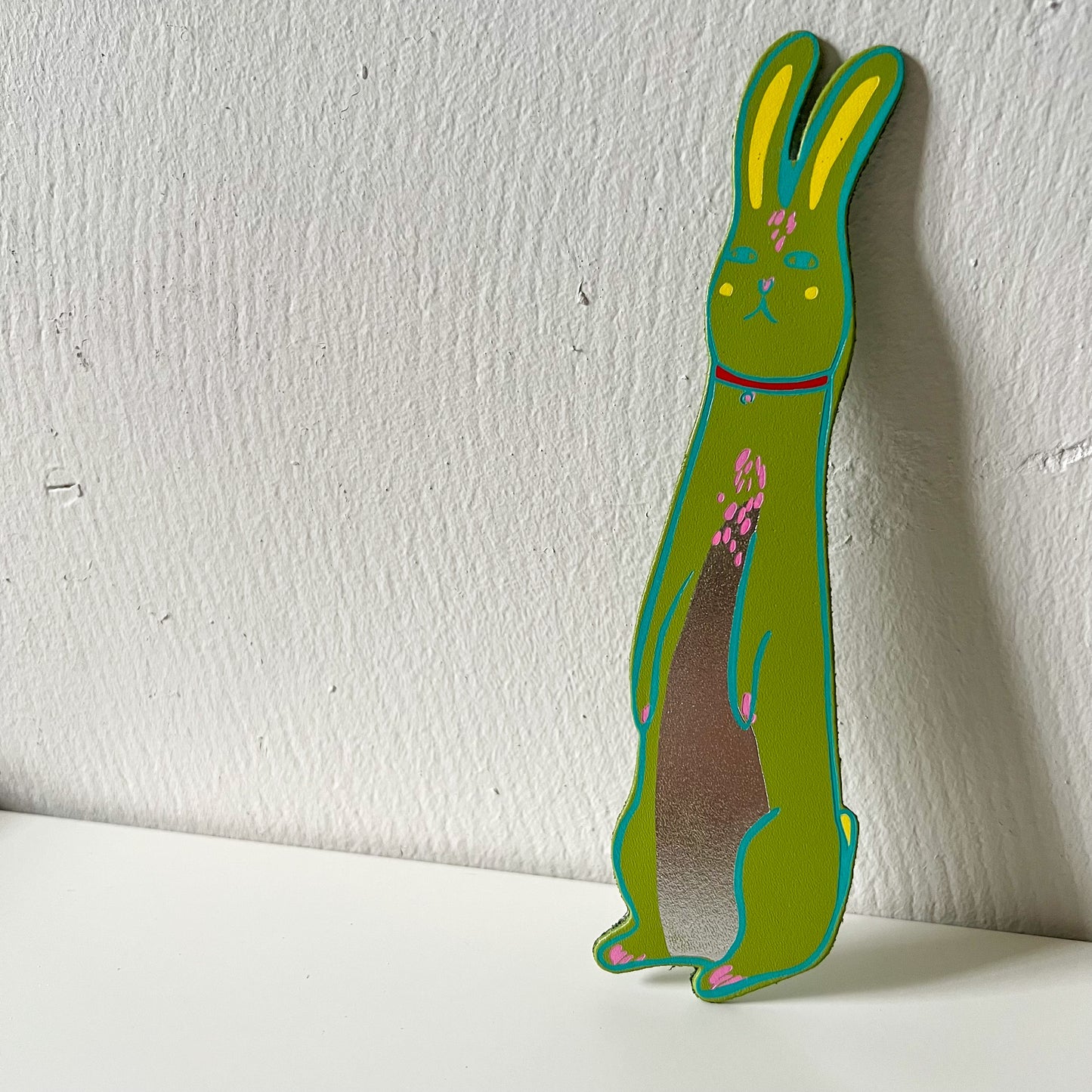 Leather Bunny Bookmark - Apple Green