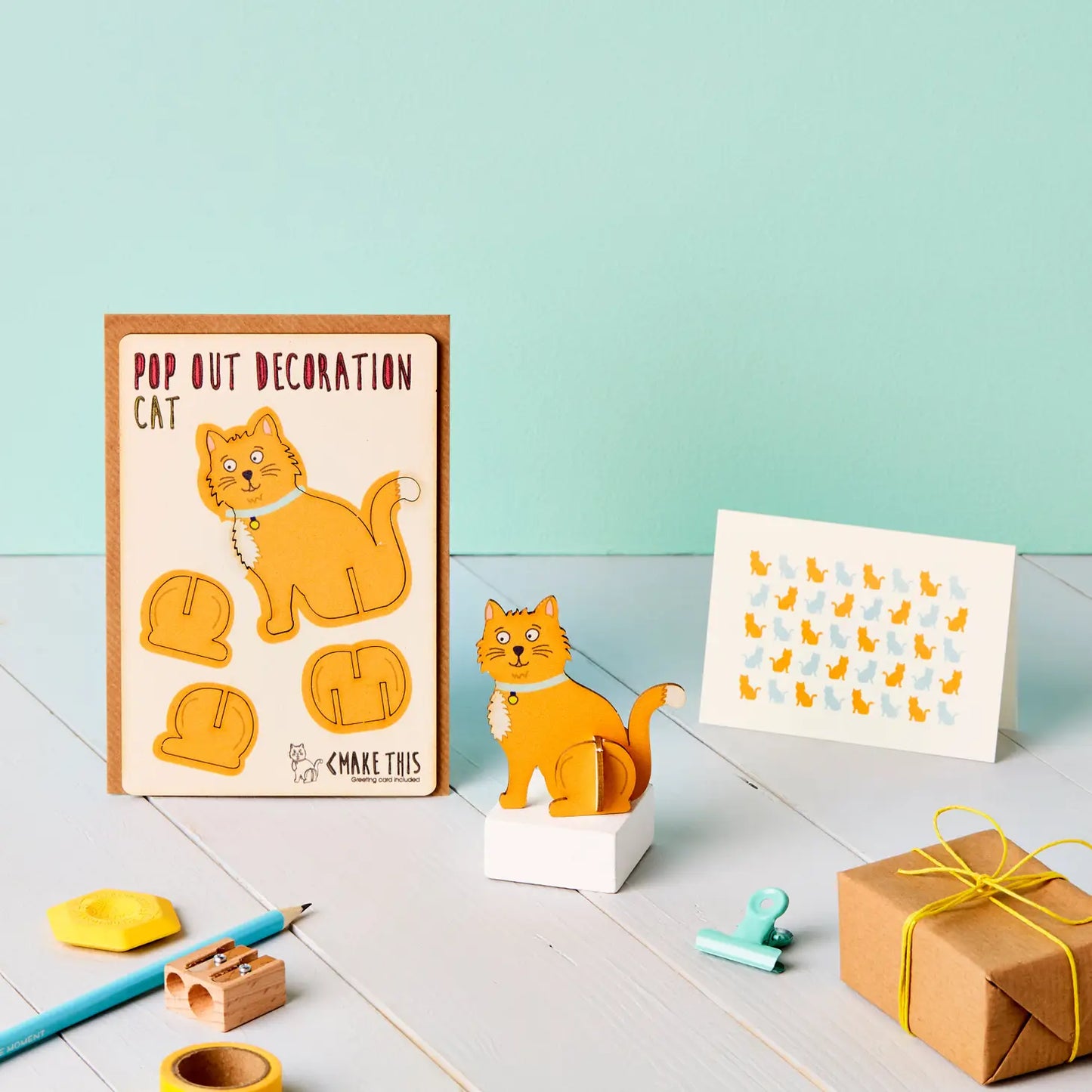 Pop Out Greeting Card - Ginger Cat