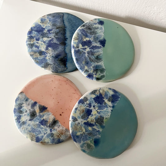 Handmade Ceramic Shoreline Coasters - Set of 4
