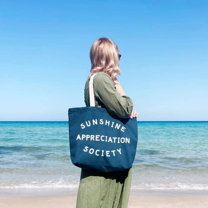 Sunshine Appreciation Society Canvas Tote Bag - Ocean Blue