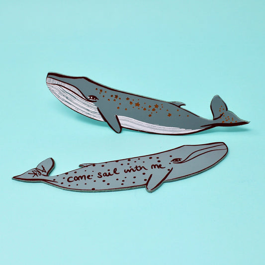 Leather Whale Bookmark - Heritage Blue