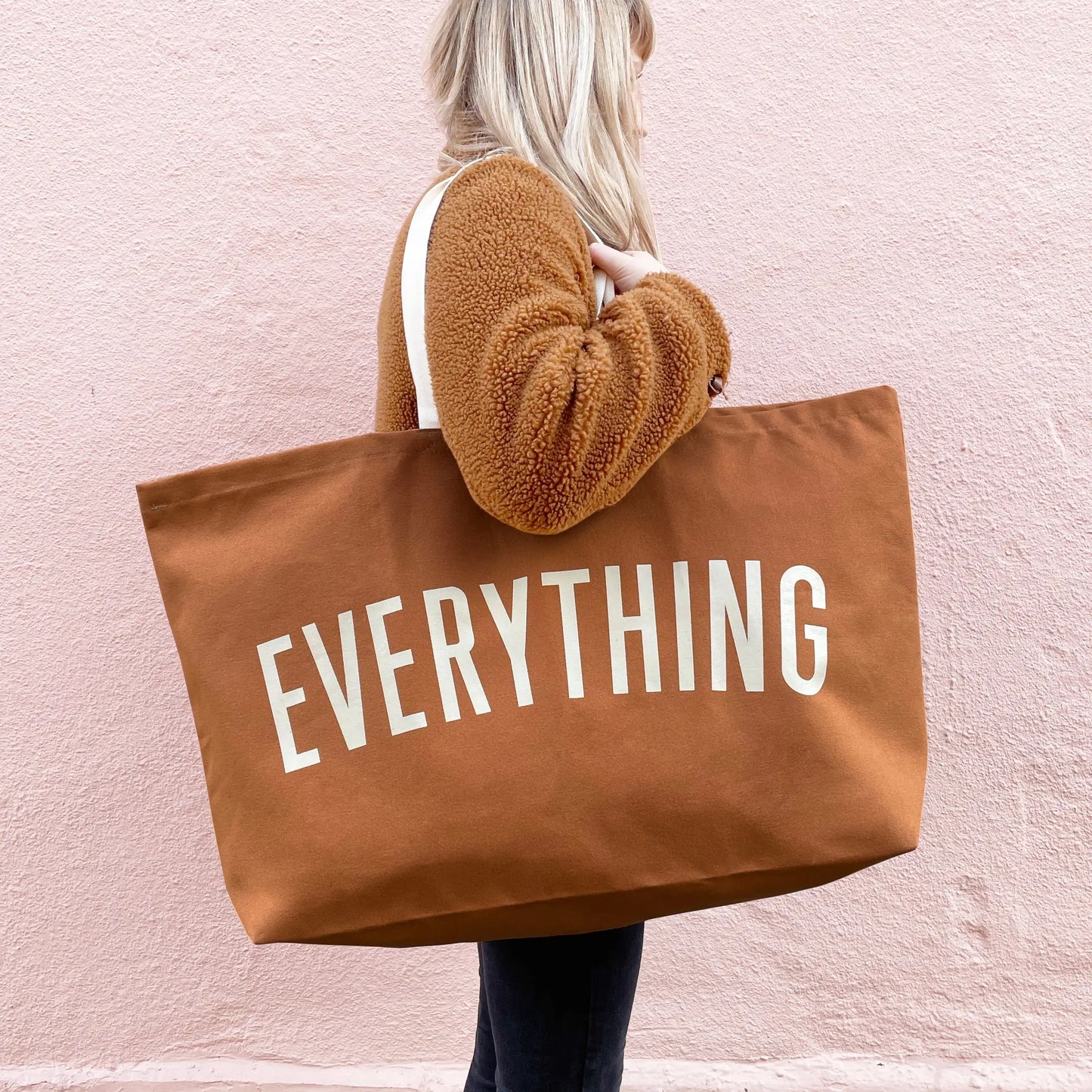 Everything Really Big Canvas Tote Bag - Tan