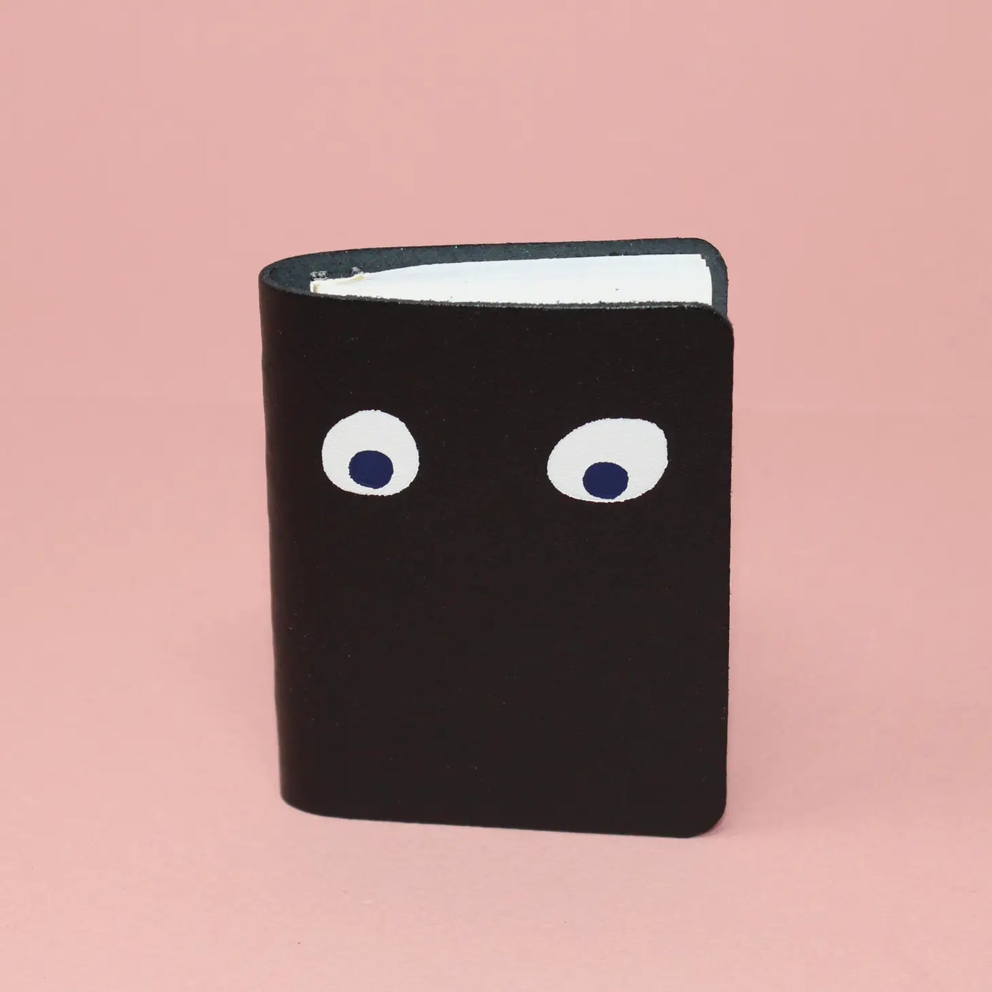 Mini Googly Eye Leather Notebook - Black