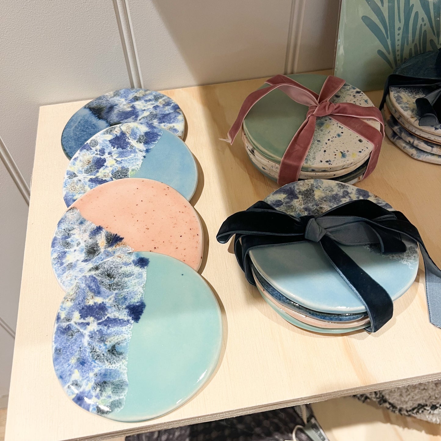Handmade Ceramic Shoreline Coasters - Set of 4