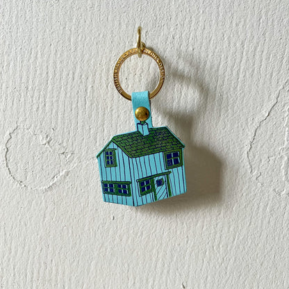 Leather Cabin Keyring - Turquoise