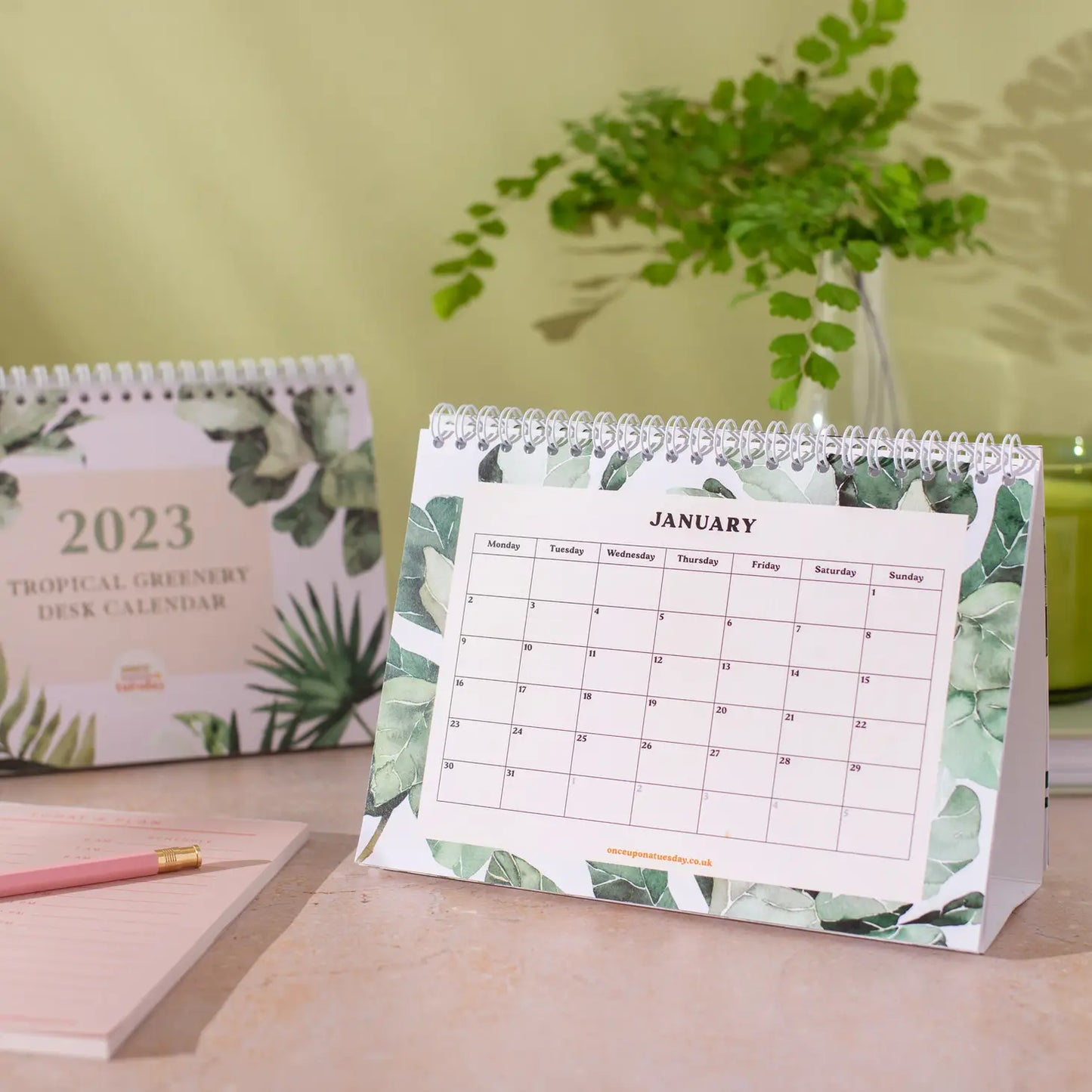 Tropical Greenery 2023 Desk Calendar