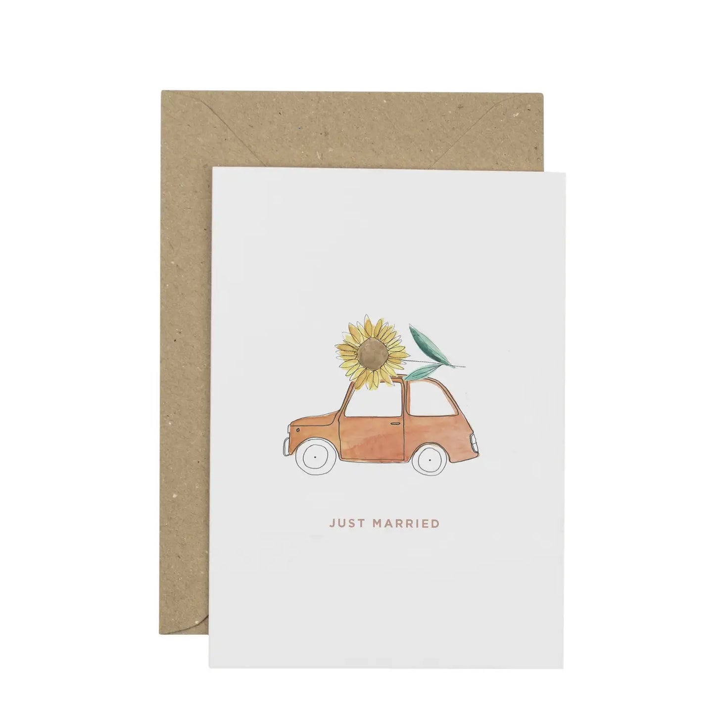 Just Married Sunflower Car Card