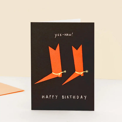 Happy Birthday Red Cowboy Boots Card
