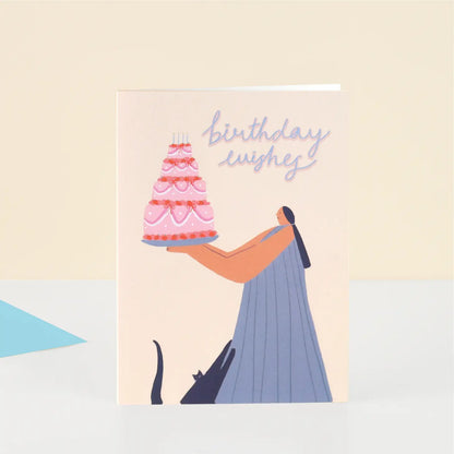 Birthday Wishes Stretching Cat Card