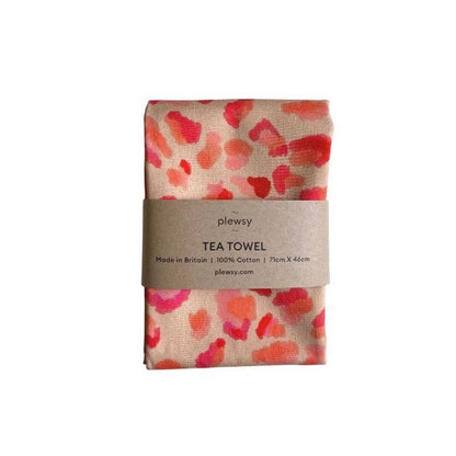 Pink Leopard Print Tea Towel