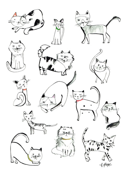 Inky Cats A3 Print
